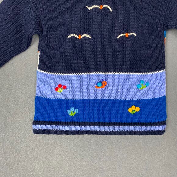 Incas Inc Sweater Hoodie Youth 6 Wool Peru Blue Animals Sun Birds Whimsical - Picture 10 of 15